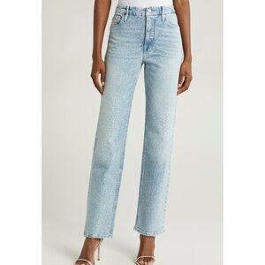 Good American Good Icon High-Rise Straight Leg Rhinestone Crystal Hot-fix Jeans